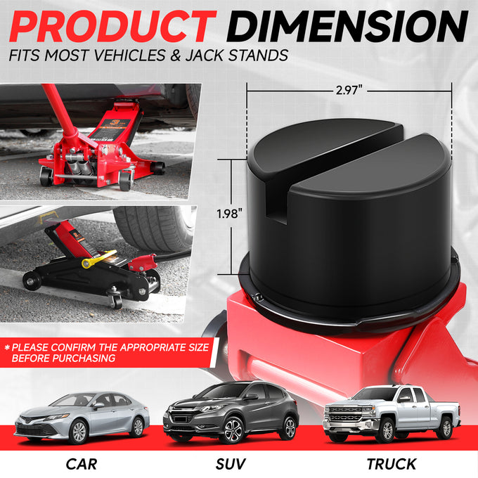 2PCS 4T 2.97 in. Rubber Floor Jack Pads <br> Dimension: 1.98 in. H X 2.97 in. Diameter