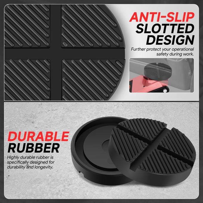 2PCS 4T 4.93 in. Rubber Floor Jack Pads <br> Dimension: 1.02 in. H X 4.93 in. Diameter