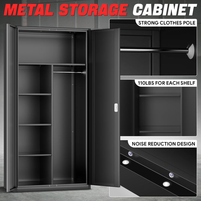 Metal Storage Cabinets[A Variety Of Color Options] <br> 72 H X 35.4 W X 17.7 in. D