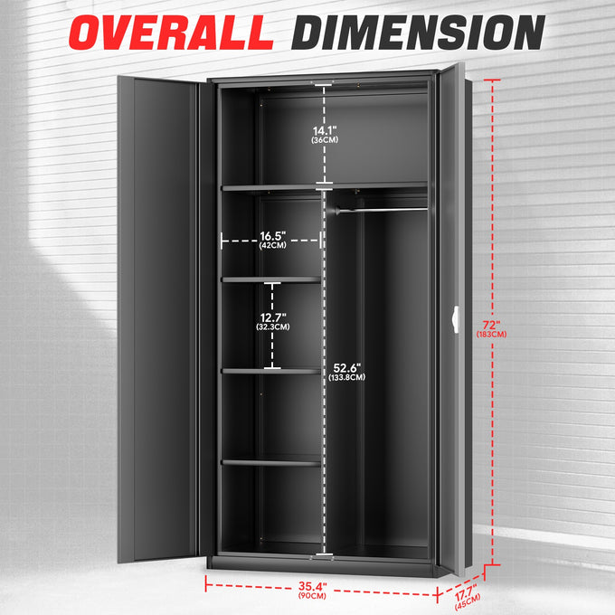 Metal Storage Cabinets[A Variety Of Color Options] <br> 72 H X 35.4 W X 17.7 in. D