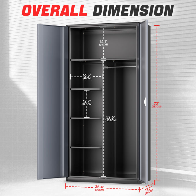 Metal Storage Cabinets[A Variety Of Color Options] <br> 72 H X 35.4 W X 17.7 in. D