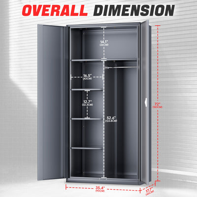 Metal Storage Cabinets[A Variety Of Color Options] <br> 72 H X 35.4 W X 17.7 in. D
