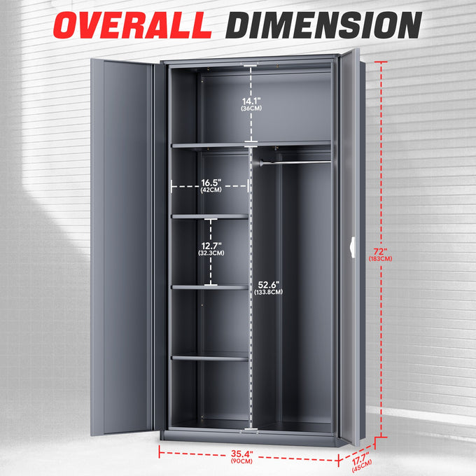 Metal Storage Cabinets[A Variety Of Color Options] <br> 72 H X 35.4 W X 17.7 in. D