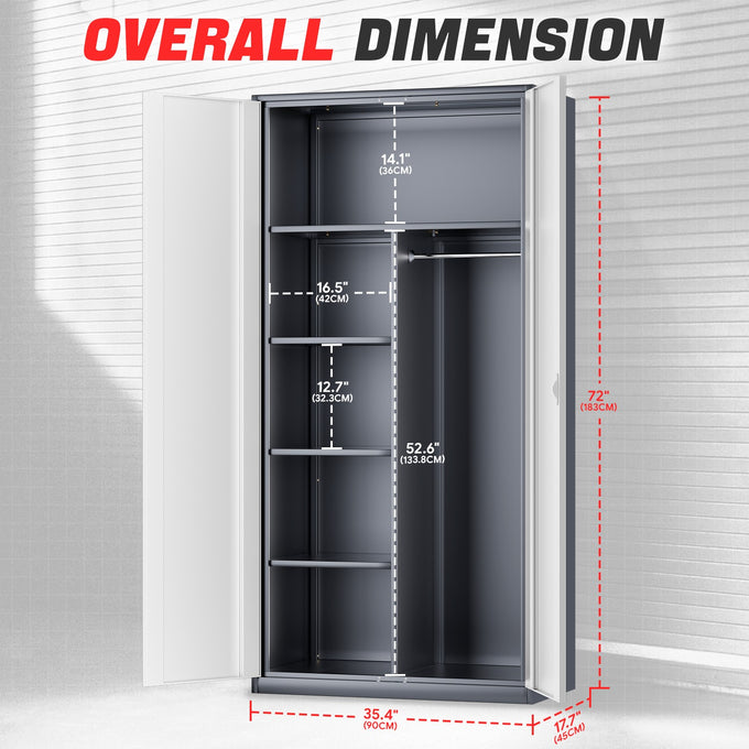 Metal Storage Cabinets[A Variety Of Color Options] <br> 72 H X 35.4 W X 17.7 in. D