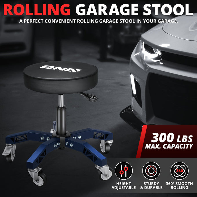 Adjustable Height Rolling Seat, 300 lbs Capacity <br> Dimension (in.): 21.2 W X 21.2 D X 18.5 - 23.5 H