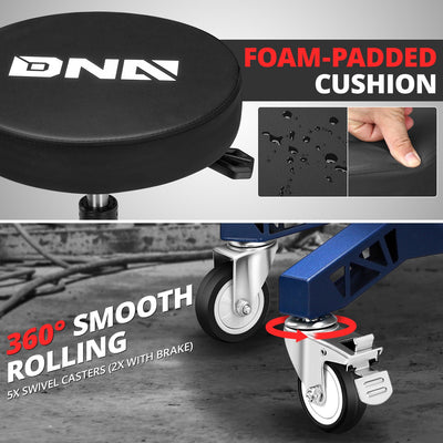 Adjustable Height Rolling Seat, 300 lbs Capacity <br> Dimension (in.): 21.2 W X 21.2 D X 18.5 - 23.5 H