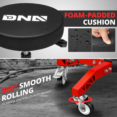 Adjustable Height Rolling Seat, 300 lbs Capacity <br> Dimension (in.): 21.2 W X 21.2 D X 18.5 - 23.5 H