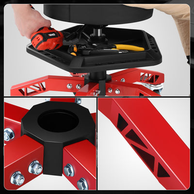 300lbs Adjustable Rolling Seat w/Removable Tray <br> Dimension (in.): 21 W X 21 D X 18.4 - 23.6 H