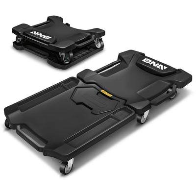 Foldable Rolling Creeper W/Two side trays <br> Dimension(in.): 41.1 L X 21.6 W X 5.1 H