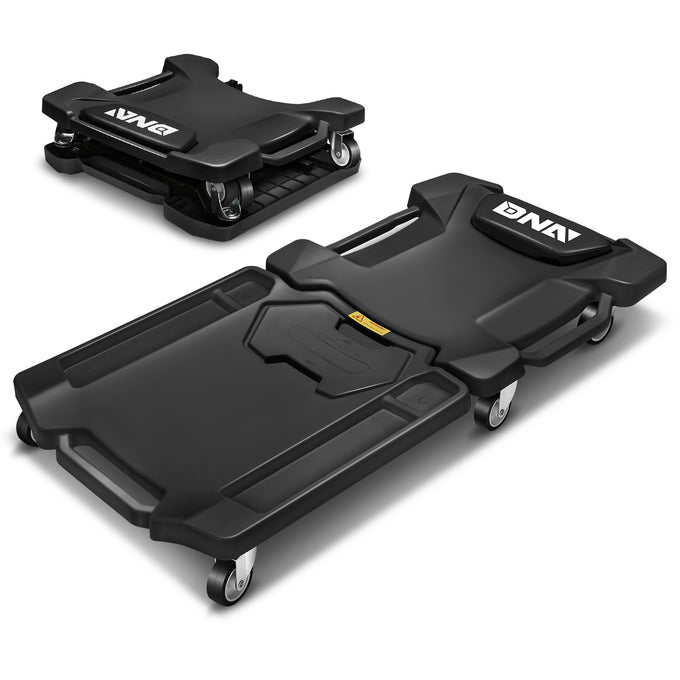 Foldable Rolling Creeper W/Two side trays <br> Dimension(in.): 41.1 L X 21.6 W X 5.1 H