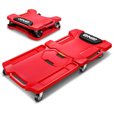 Foldable Rolling Creeper W/Two side trays <br> Dimension(in.): 41.1 L X 21.6 W X 5.1 H