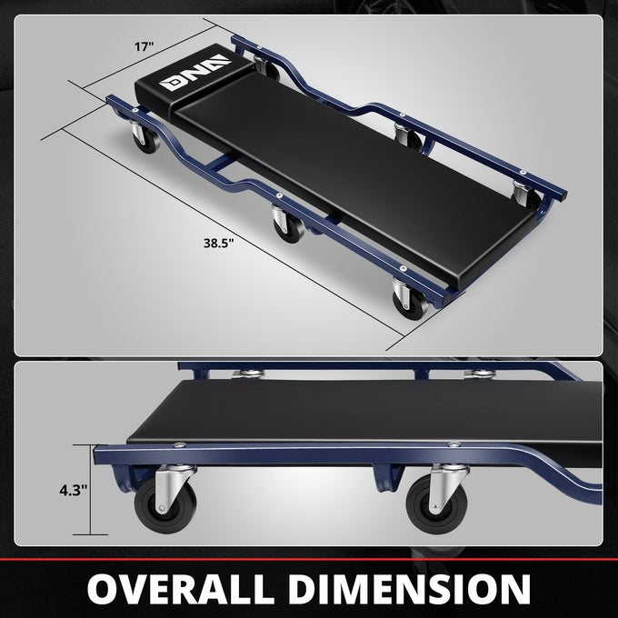 38 in. 300 lb Rolling Mechanic Creeper <br> Dimension(in.): 38 L x 17 W x 4.33 H