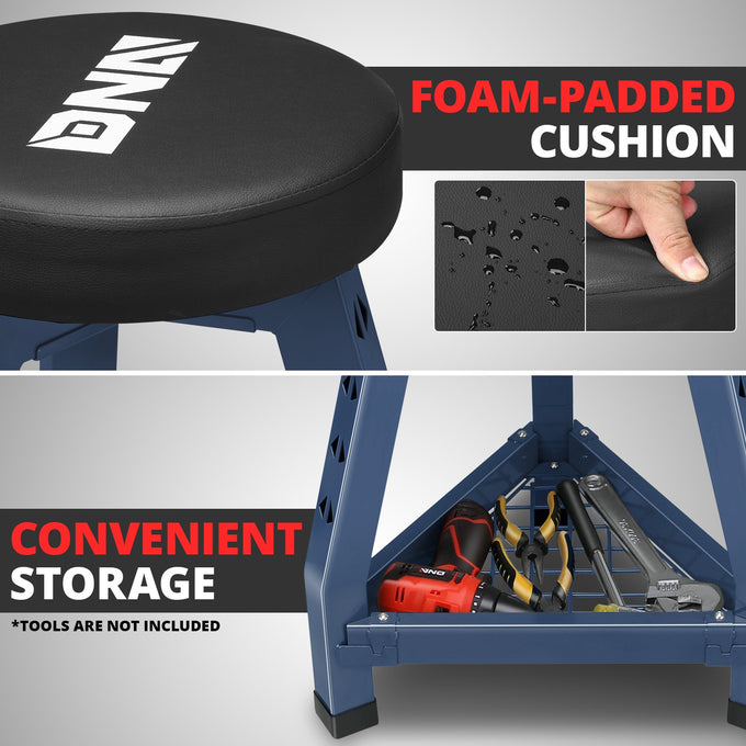 300 lbs Steel Padded Tool Seat w/Triangular Tray <br> Overall Dimension:32.1 in. X 17.9 in. X 13.46 in.