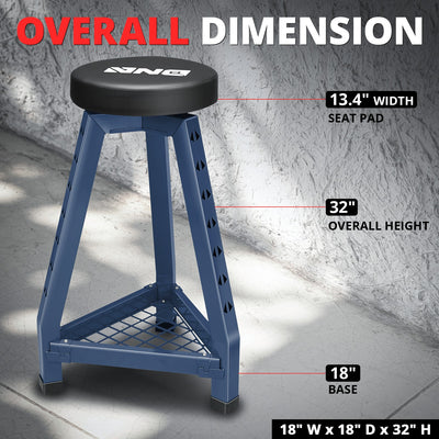 300 lbs Steel Padded Tool Seat w/Triangular Tray <br> Overall Dimension:32.1 in. X 17.9 in. X 13.46 in.