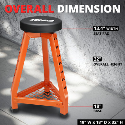 300 lbs Steel Padded Tool Seat w/Triangular Tray <br> Overall Dimension:32.1 in. X 17.9 in. X 13.46 in.