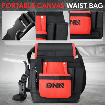 2-in-1 9 in. Adjustment Canvas Tools Waist Bag <br> 9.4 in.L X 11.4 in. H