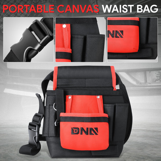 2-in-1 9 in. Adjustment Canvas Tools Waist Bag <br> 9.4 in.L X 11.4 in. H