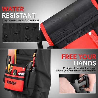2-in-1 9 in. Adjustment Canvas Tools Waist Bag <br> 9.4 in.L X 11.4 in. H