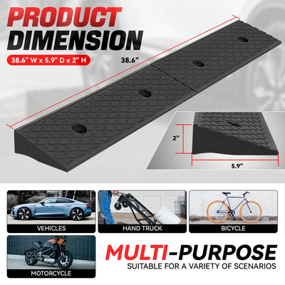 Rise Rubber Incline Ramps <BR> 38.6 L in. x 5.9 W in. x 2 H in.