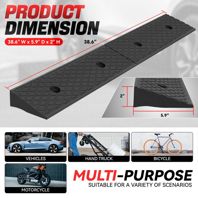 Rise Rubber Incline Ramps <BR> 38.6 L in. x 5.9 W in. x 2 H in.