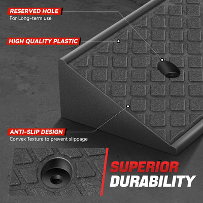 2pcs Rise Rubber Incline Ramps <BR> 38.6 in L x 6.7 in W x 3 in H in.