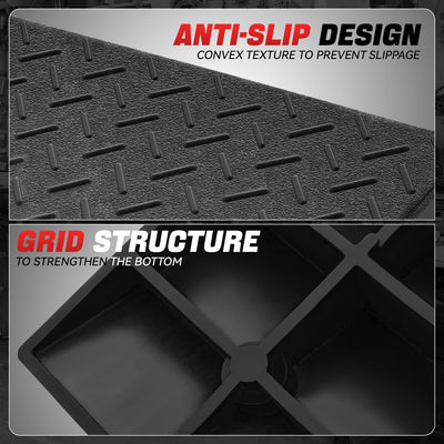 2pcs Rise Rubber Incline Ramps <BR> 19.7 in L x 11.8 in W x 4.3 in H in.