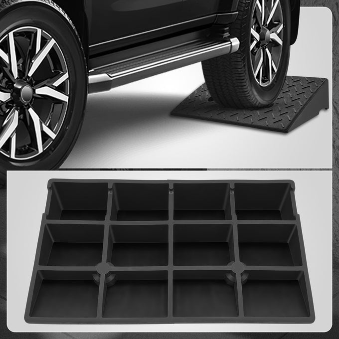 2pcs Rise Rubber Incline Ramps <BR> 19.7 in L x 11.8 in W x 4.3 in H in.