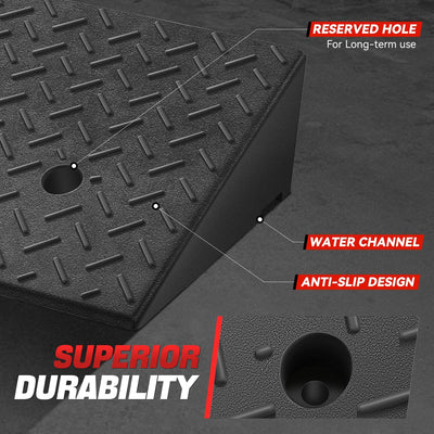 2pcs Rise Rubber Incline Ramps <BR> 19.7 in L x 13.8 in W x 5.5 in H in.