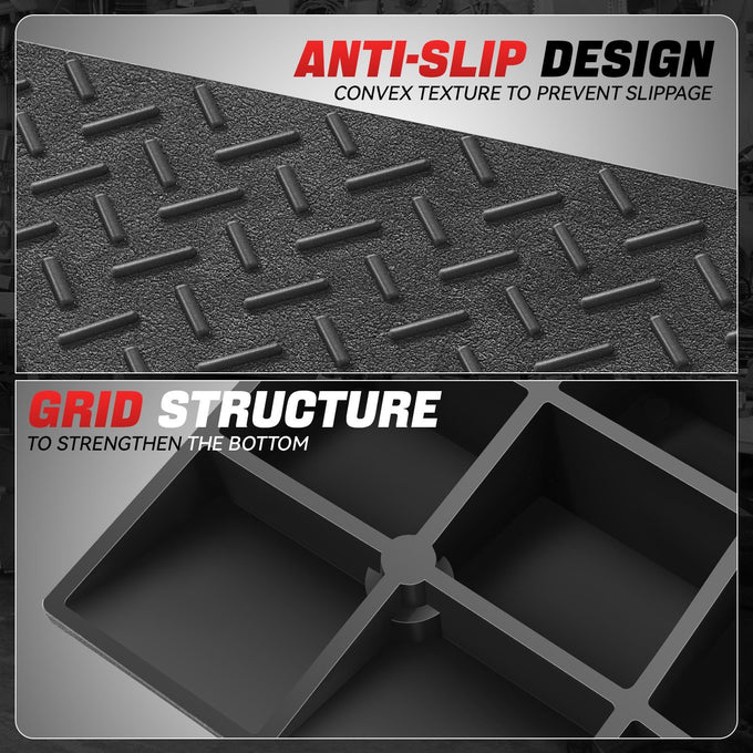 2pcs Rise Rubber Incline Ramps <BR> 19.7 in L x 13.8 in W x 5.5 in H in.