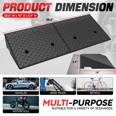 Rise Rubber Incline Ramps <BR> 38.6 in L x 15 in W x 5.9 in H in.