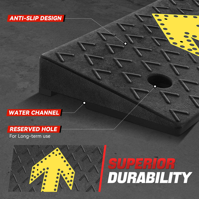 2pcs Rise Rubber Curb Ramp Arrow <br> 37.4 L in. x 9.8 W in. x 2 H in.