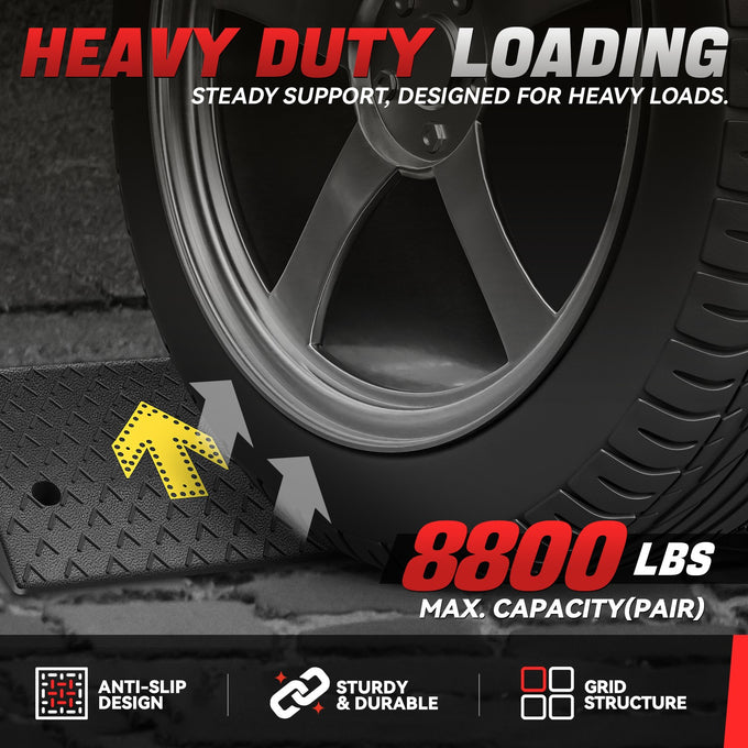 2pcs Rise Rubber Curb Ramp Arrow <br>37.4 L in. x 9.8 W in. x 5.5 H in.