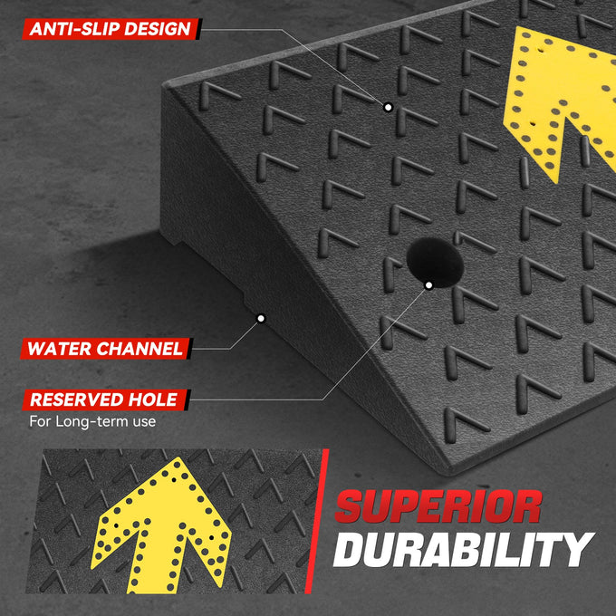 2pcs Rise Rubber Curb Ramp Arrow <br>37.4 L in. x 9.8 W in. x 5.5 H in.