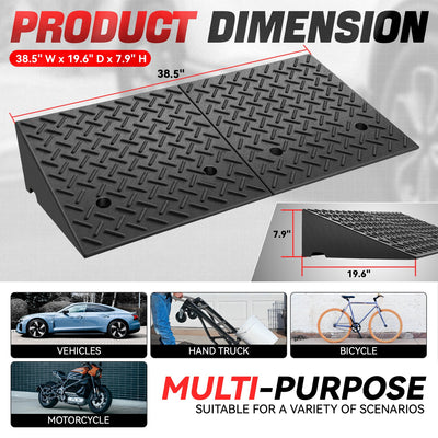 1pc Rise Rubber Curb Ramp <br> 38.5 L in. x 19.6 W in. x 7.9 H in.