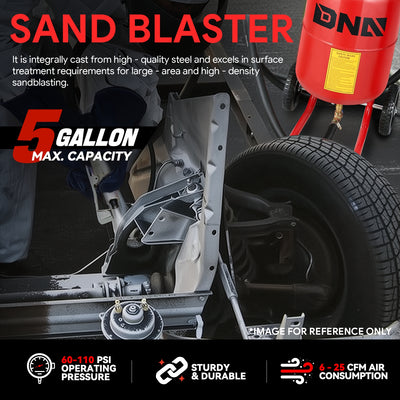 60-110 psi 5 Gallon Sand Blaster w/4 Ceramic Nozzles<br>Sandblaster Air Compressors