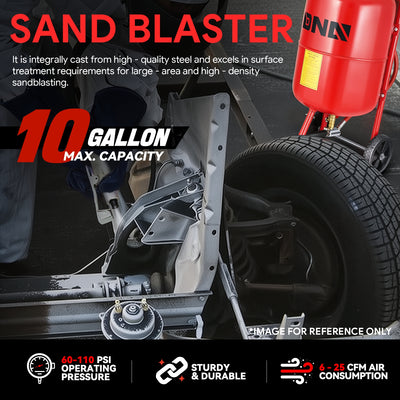 60-110 psi 10 Gallon Sand Blaster w/4 Ceramic Nozzles<br>Sandblaster Air Compressors