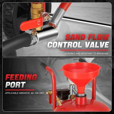 60-110 psi 10 Gallon Sand Blaster w/4 Ceramic Nozzles<br>Sandblaster Air Compressors