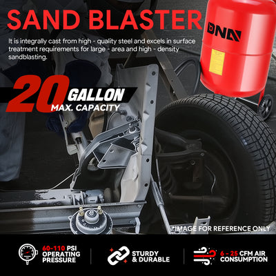 60-110 psi 20 Gallon Sand Blaster w/4 Ceramic Nozzles<br>Sandblaster Air Compressors