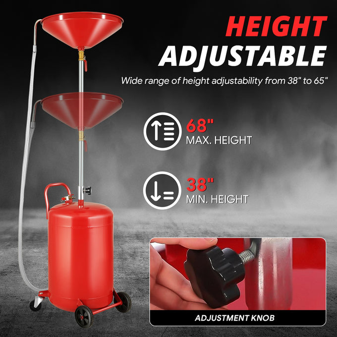 Portable 21 Gallon Waste Oil Drain Tank<br>Adjustable Heights Ranging From 38 to 65 in.