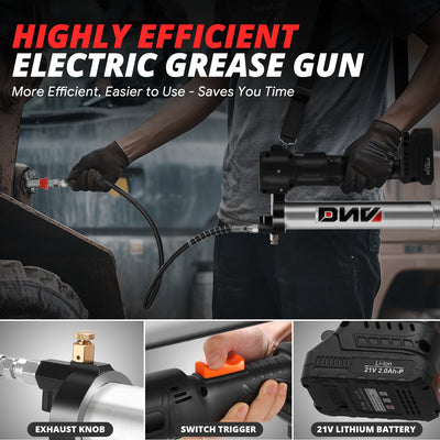 LED Indicator Light Cordless Lithium Grease Gun Kit<br>w/1 Charger, 21V Lithium Battery