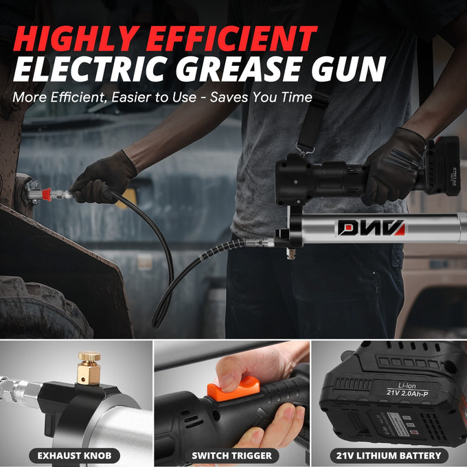LED Indicator Light Cordless Lithium Grease Gun Kit<br>w/1 Charger, 21V Lithium Battery