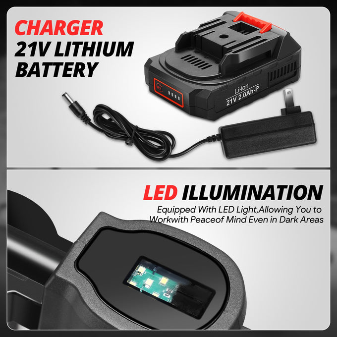 LED Indicator Light Cordless Lithium Grease Gun Kit<br>w/1 Charger, 21V Lithium Battery