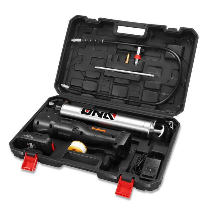 LED Indicator Light Cordless Lithium Grease Gun Kit<br>w/1 Charger, 21V Lithium Battery
