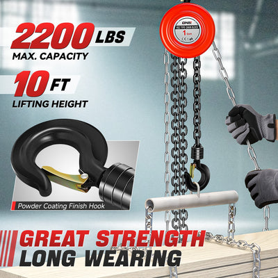 1 Ton Hand Chain Hoists w/Load Chain <br> Dimension ( in.): 5.5 L X 5 W X 8.3 H
