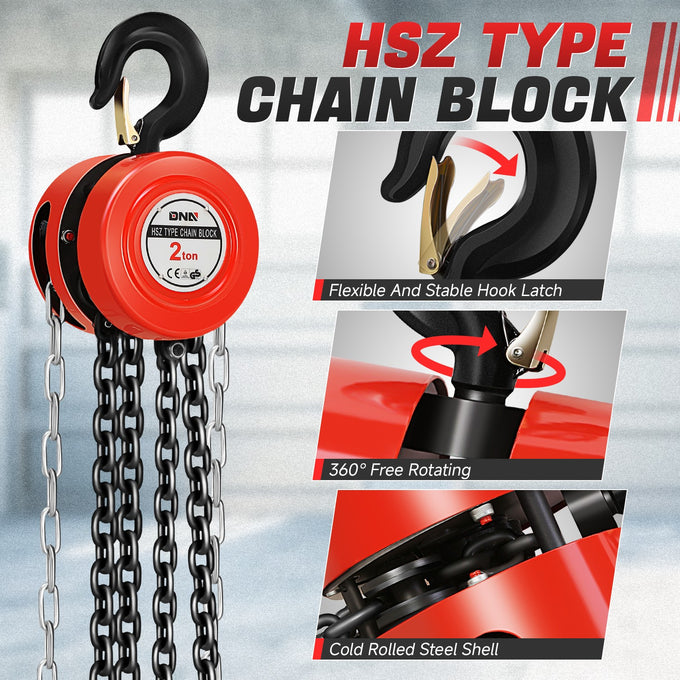 2 Ton Hand Chain Hoists w/Load Chain <br> Dimension ( in.): 5.5 L X 5.1 W X 9.3 H