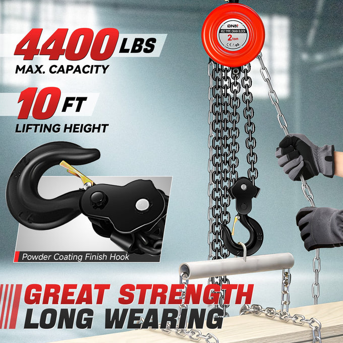 2 Ton Hand Chain Hoists w/Load Chain <br> Dimension ( in.): 5.5 L X 5.1 W X 9.3 H
