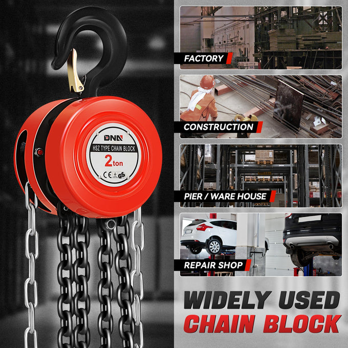 2 Ton Hand Chain Hoists w/Load Chain <br> Dimension ( in.): 5.5 L X 5.1 W X 9.3 H