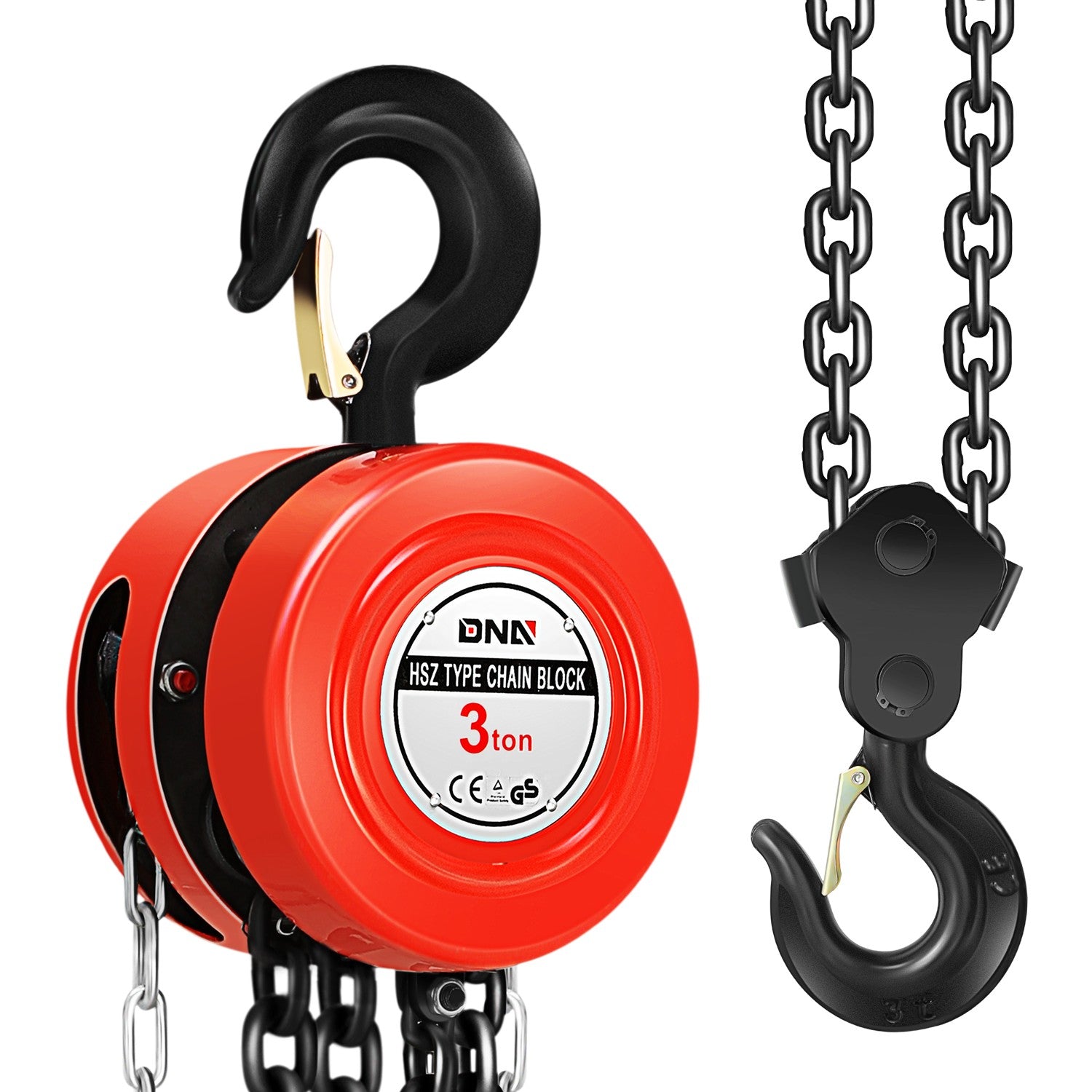 3 Ton Hand Chain Hoists w/Load Chain <br> Dimension ( in.): 6.7 L X 5.5 W X 10.7 H
