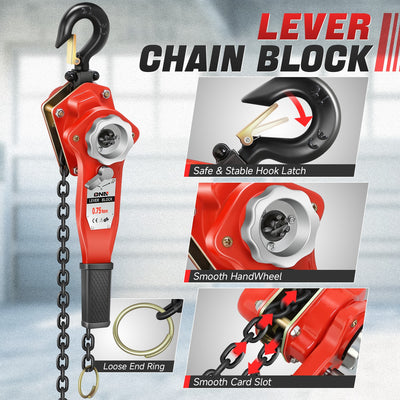 0.75 T  Lever Block W/10 ft. Chain Hoist & Hook <br> Dimnesion ( in. ): 5.9 L X 4.5 W X 17.5 H