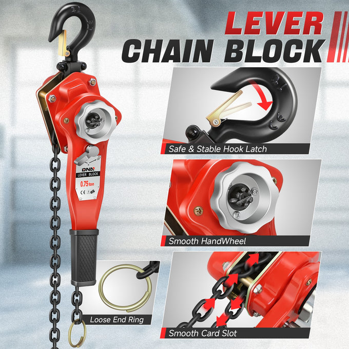 0.75 T  Lever Block W/10 ft. Chain Hoist & Hook <br> Dimnesion ( in. ): 5.9 L X 4.5 W X 17.5 H